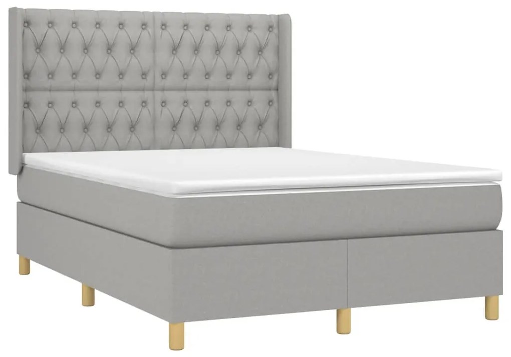 vidaXL Κρεβάτι Boxspring με Στρώμα &amp; LED Αν.Γκρι 140x190εκ. Υφασμάτινο