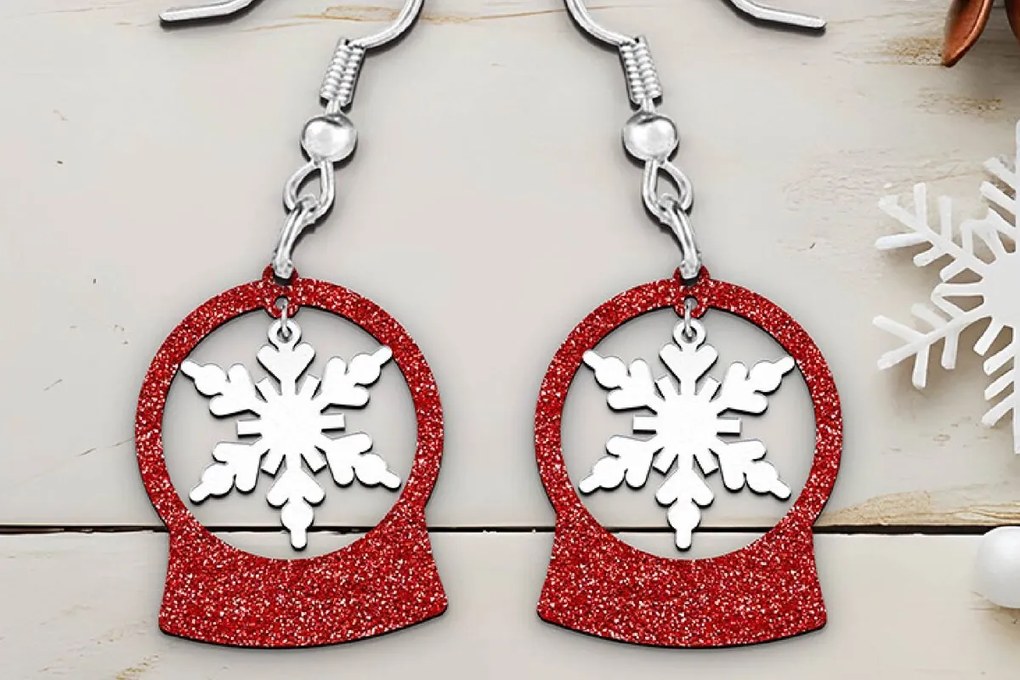 Σετ των 3 Intra απο ξύλο plywood 3mm-4mm πάχος Χριστουγεννιάτικα σκουλαρίκια με λέιζερ. Δίασταση 4x4 cm INTRAFABR-106139946