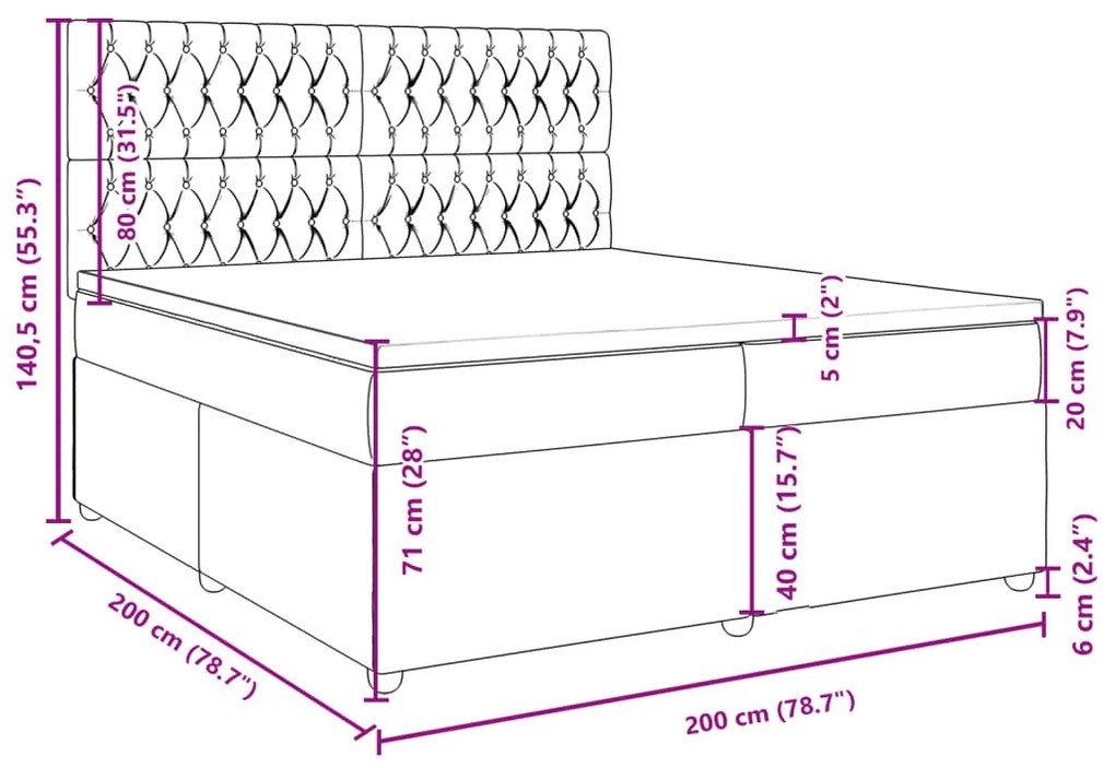 Κρεβάτι Boxspring με Στρώμα Σκούρο Καφέ 200x200 εκ. Υφασμάτινο - Καφέ