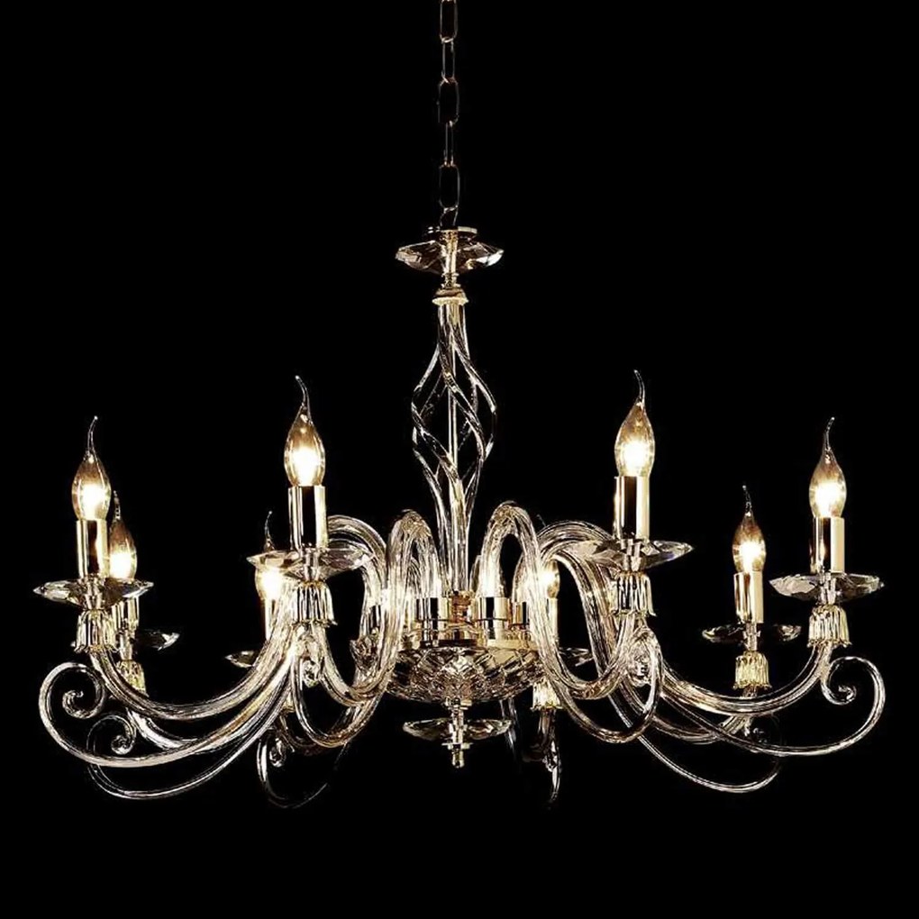 Φωτιστικό Οροφής 1306/8L LP Gold Ondaluce Glass