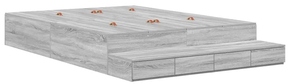 vidaXL Κρεβάτι με αποθηκευτικό χώρο Γκρι sonoma 226.5 x 135 x 31.5 εκ