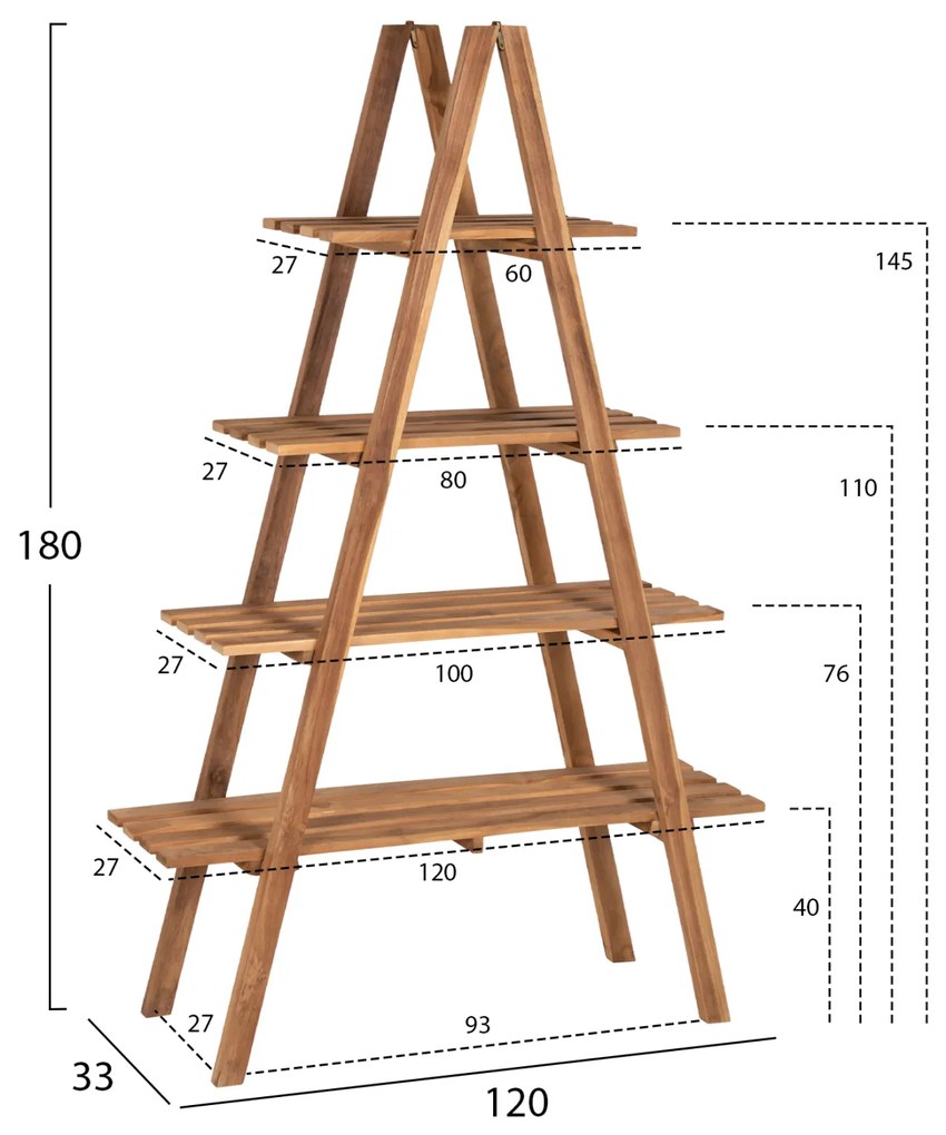 ΒΙΒΛΙΟΘΗΚΗ STAM HM7895 TEAK ΞΥΛΟ ΣΕ ΦΥΣΙΚΟ ΧΡΩΜΑ 120x33x180Y εκ. - 0507206 - HM7895