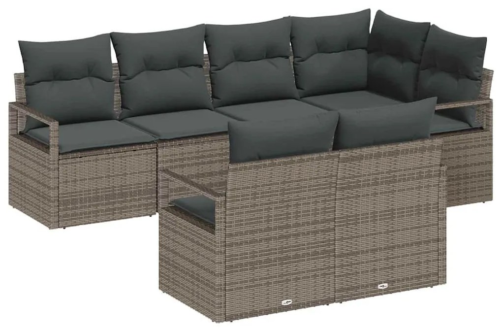 vidaXL Σετ Καναπέ Κήπου 7 pcs Γκρι Πολυ ράταν