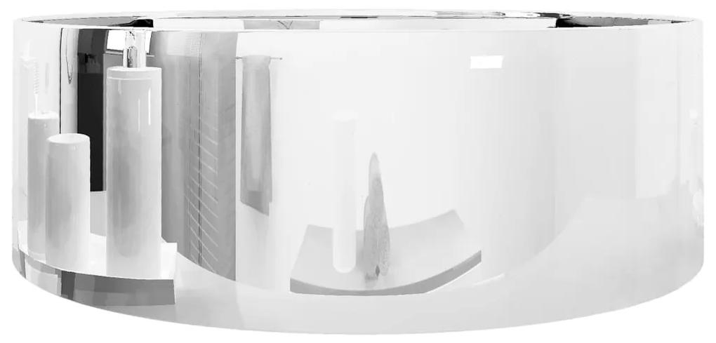 vidaXL Νιπτήρας με Οπή Υπερχείλισης Ασημί 46,5 x 15,5 εκ. Κεραμικός