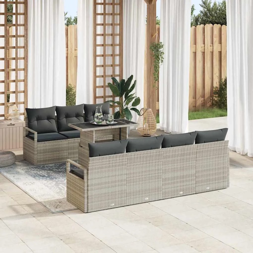 vidaXL Σετ Καναπέ Κήπου 8 pcs Ανοιχτό γκρι 100 x 55 x 73 εκ