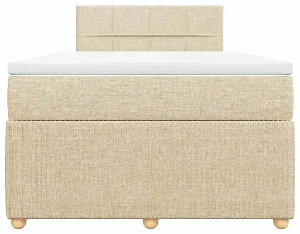 vidaXL Κρεβάτι Boxspring με Στρώμα Κρεμ 120x190 εκ. Υφασμάτινο
