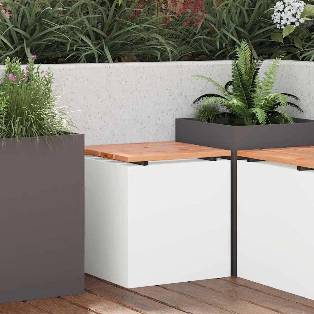 vidaXL Παγκάκι κήπου Λευκό 40 x 40 x 43 cm Ατσάλι