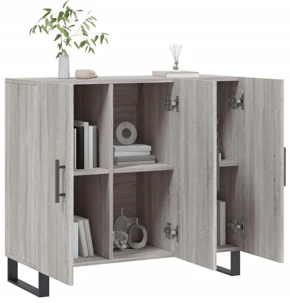 vidaXL Ντουλάπι Γκρι Sonoma 90 x 34 x 80 εκ. από Επεξεργασμένο Ξύλο