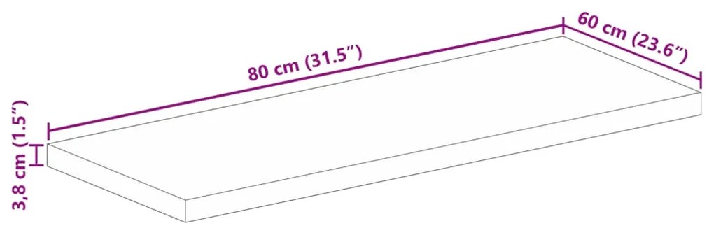 ΕΠΙΤΡΑΠΕΖΙΑ ΕΠΙΦΑΝΕΙΑ 80X60X3,8 CM ΟΡΘΟΓΩΝΙΑ ΑΠΟ ΜΑΣΙΦ ΞΥΛΟ 371403