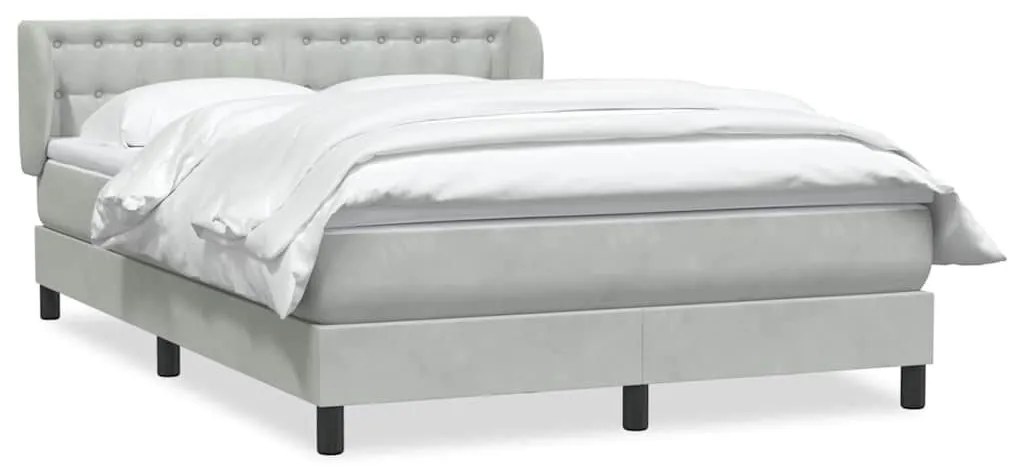 Κρεβάτι Boxspring με Στρώμα Ανοιχτό Γκρι 160x210 εκ. Βελούδινο - Γκρι