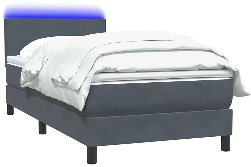 vidaXL Box Spring Κρεβάτι με στρώμα Σκούρο γκρι 80x210 εκ. Βελούδινο