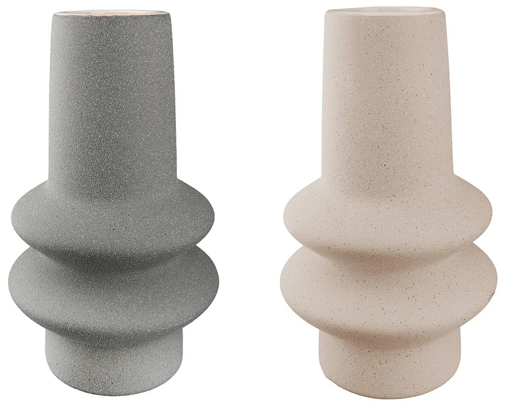 Βάζο -Radon- Κεραμικό Μπεζ/Γκρι 2Τμχ 19.5x11cm