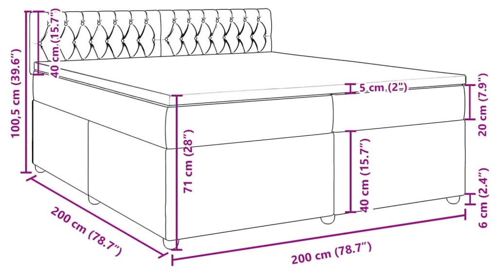 Κρεβάτι Boxspring με Στρώμα Ανοιχτό Γκρι 200x200 εκ. Υφασμάτινο - Γκρι