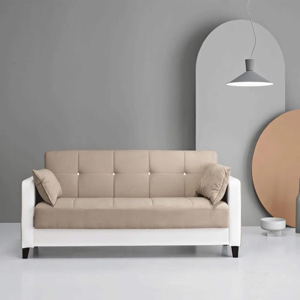 Καναπές-Κρεβάτι Τριθέσιος Agio AGIO.BIANCO/NOCC. 215x80x88cm White-Beige Ikone Casa