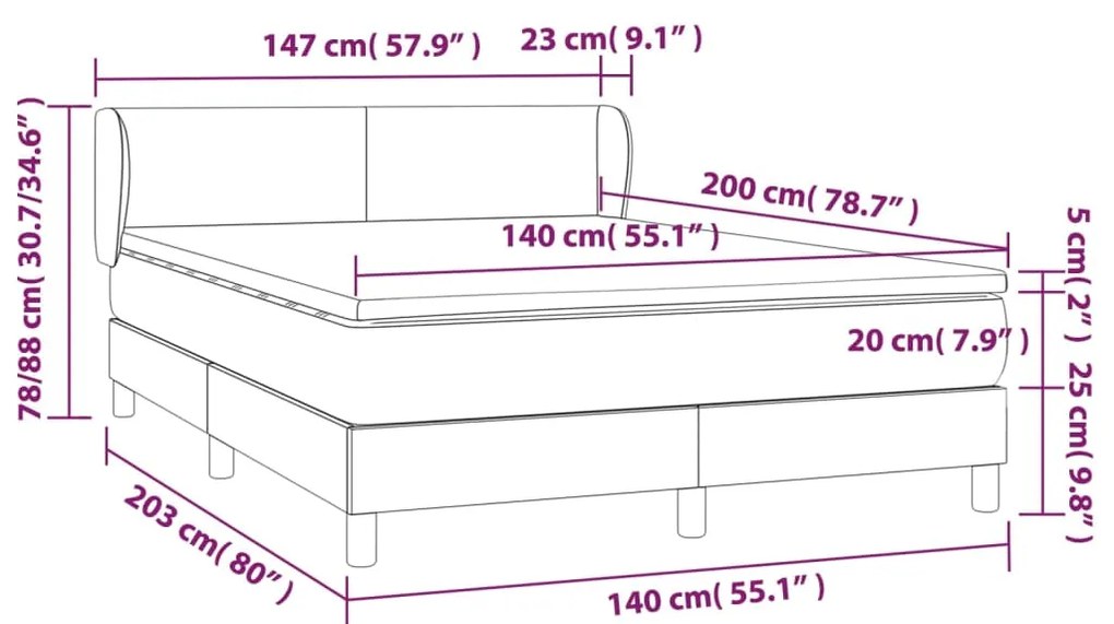 ΚΡΕΒΑΤΙ BOXSPRING ΜΕ ΣΤΡΩΜΑ ΜΑΥΡΟ 140X200 ΕΚ. ΥΦΑΣΜΑΤΙΝΟ 3126087