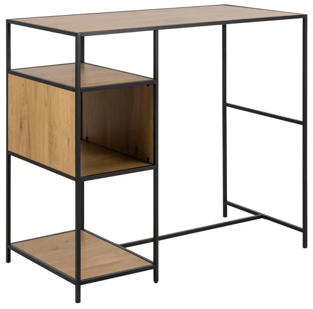 Τραπέζι μπαρ Oakland H164, 105x60x120cm, Ινοσανίδες μέσης πυκνότητας, Μέταλλο, Μαύρο, Άγρια δρυς