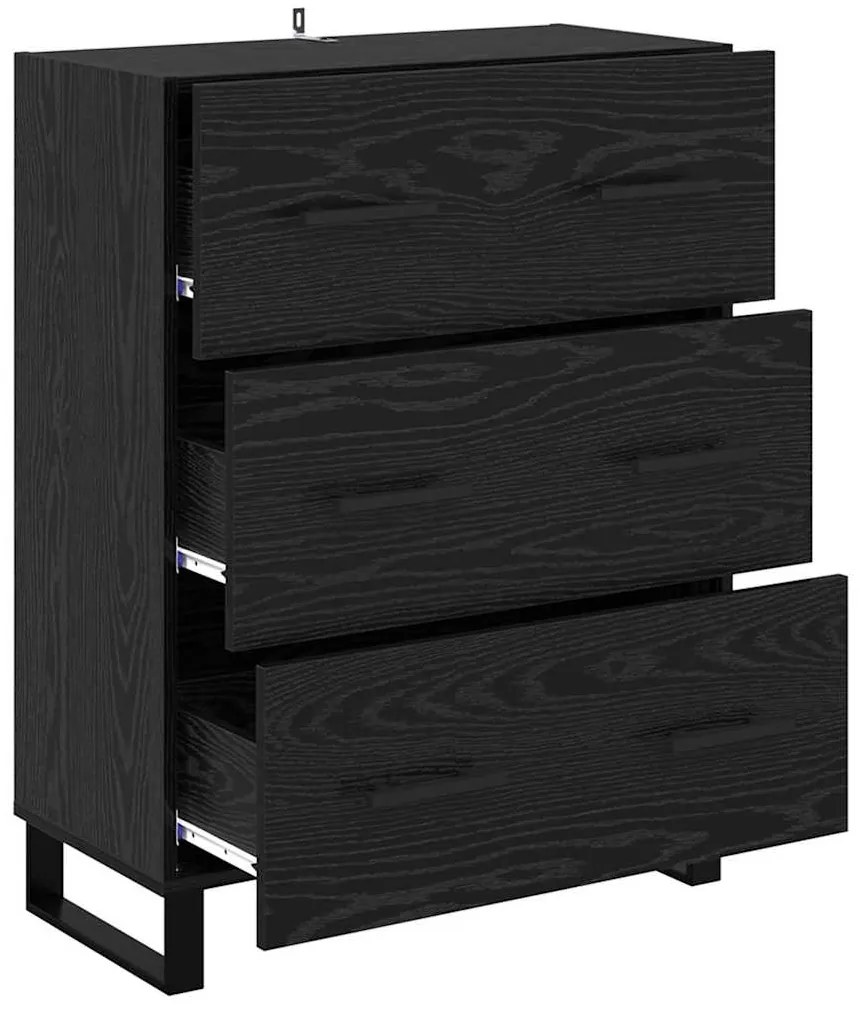 vidaXL Πλαϊνό γραφείο με συρτάρι Μαύρη Οξυά 69,5 x 34 x 90 εκ.