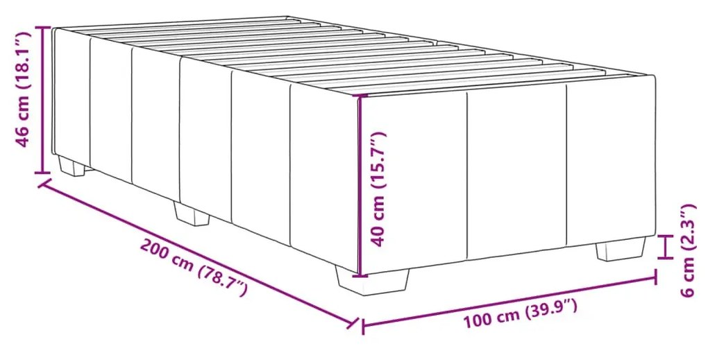 Κρεβάτι Boxspring με Στρώμα Μπλε 100 x 200 εκ. Υφασμάτινο - Μπλε