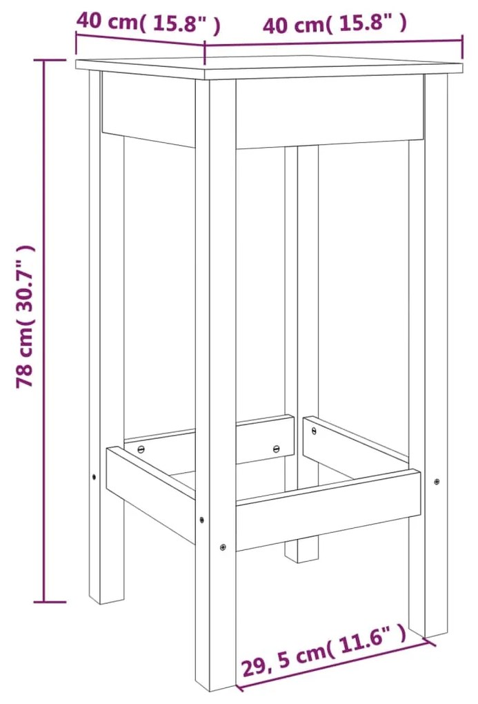 vidaXL Καρέκλες Μπαρ 2 τεμ. 40x40x78 εκ. Μασίφ Ξύλο Πεύκου