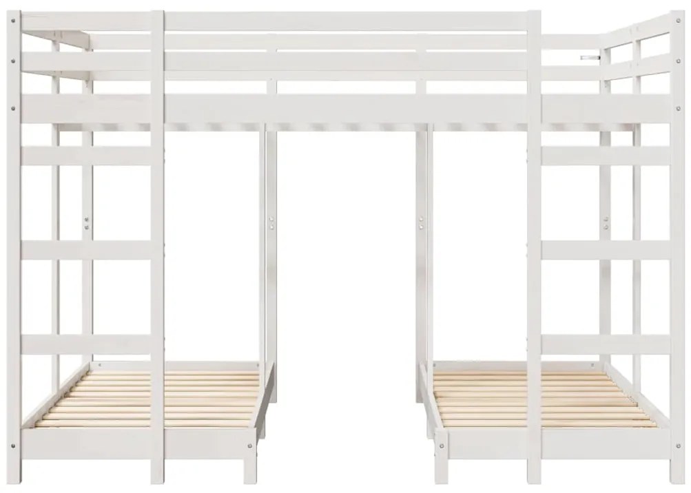 vidaXL Σκελετός Κουκέτας Τριών Επιπέδων Λευκό 140 x 200 cm