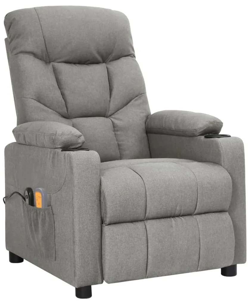 vidaXL Πολυθρόνα Μασάζ Ηλεκτρική Ανοιχτό Γκρι Υφασμάτινη