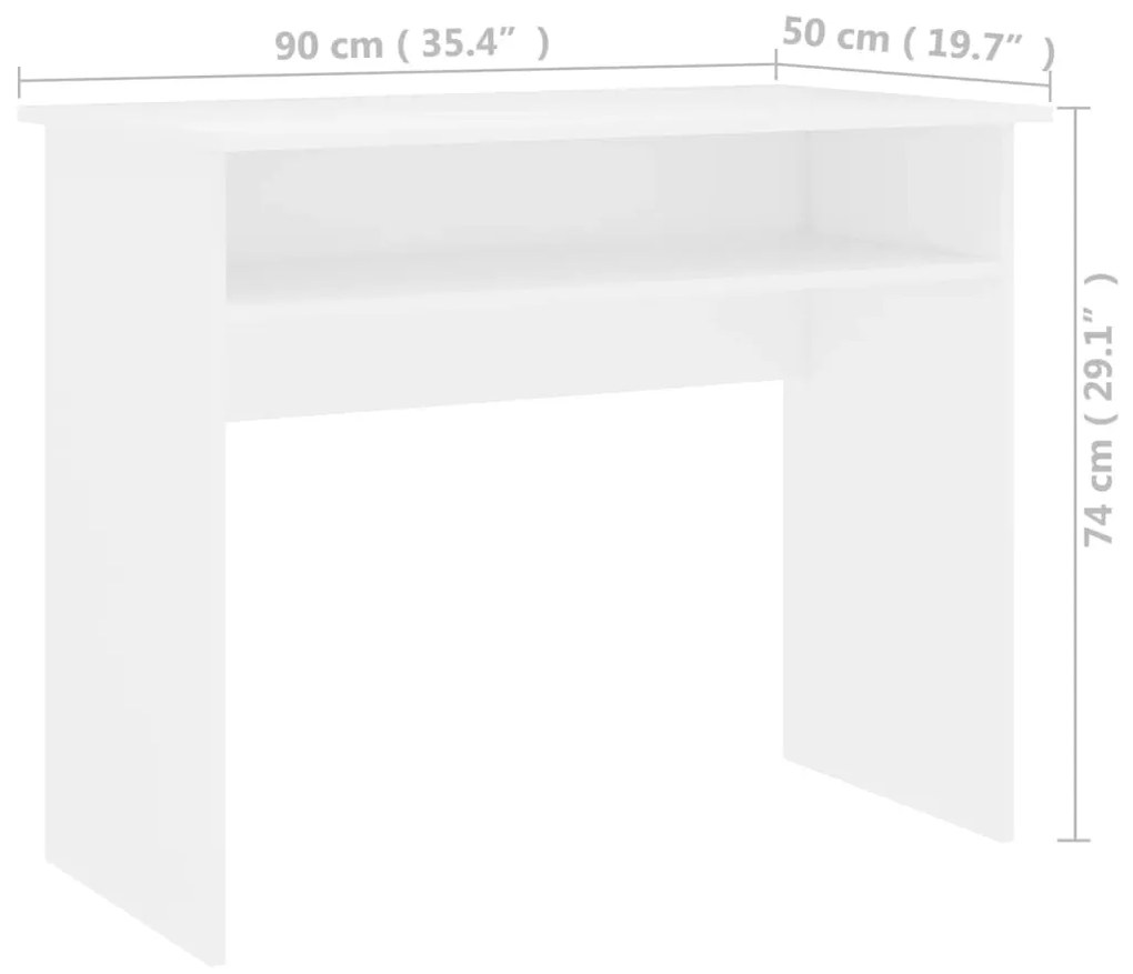 vidaXL Γραφείο Λευκό 90 x 50 x 74 εκ. από Επεξ. Ξύλο