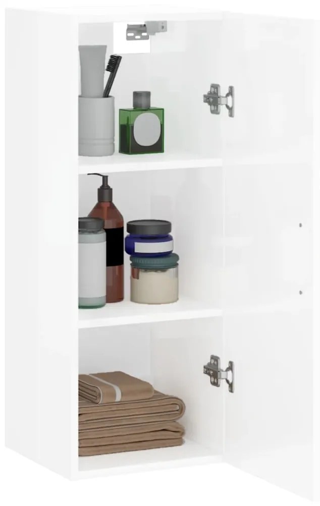 Ντουλάπι Τοίχου Γυαλιστερό Λευκό 34,5 x 34 x 90 εκ. 828838