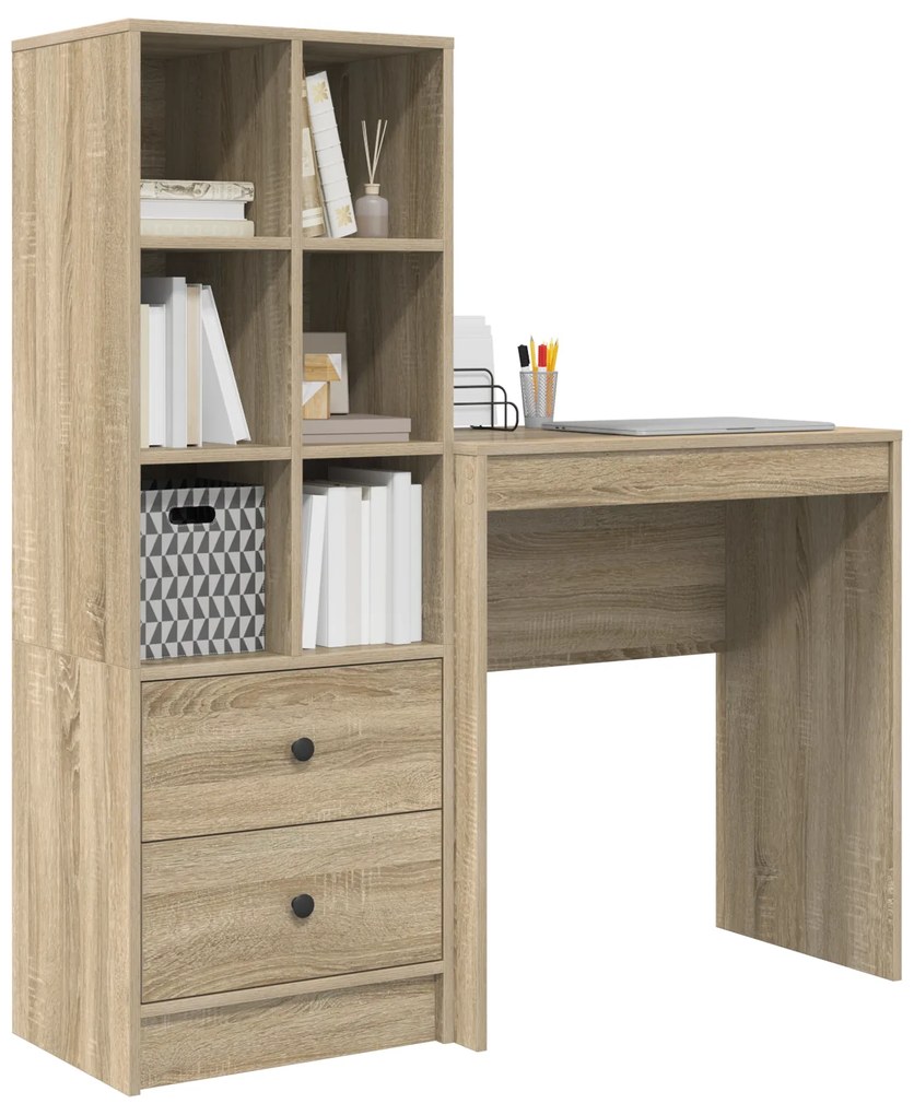 vidaXL Γραφείο με Αποθήκευση Sonoma Oak Επεξεργασμένο Ξύλο