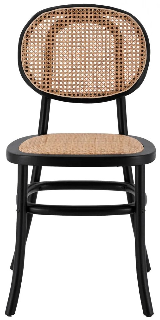 Καρέκλα PENNY Ξύλινη με Πλέξη Rattan Μαύρο 44x51x87εκ. 44x51x87 εκ.