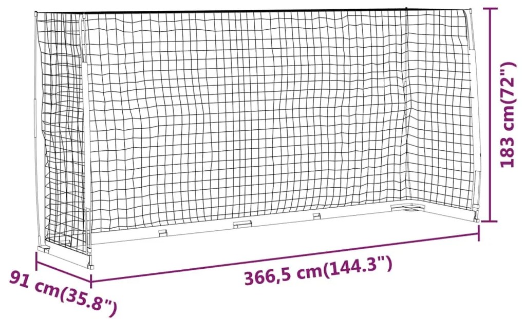 vidaXL Τέρμα Ποδοσφαίρου 366,5 x 91 x 183 εκ. Ατσάλινο