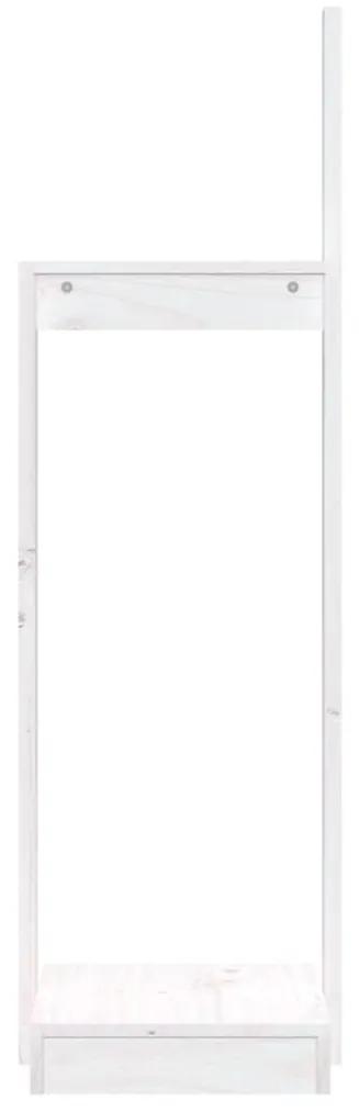 Ξυλοθήκη Λευκό 33,5 x 30 x 110 εκ. από Μασίφ Ξύλο Πεύκου - Λευκό