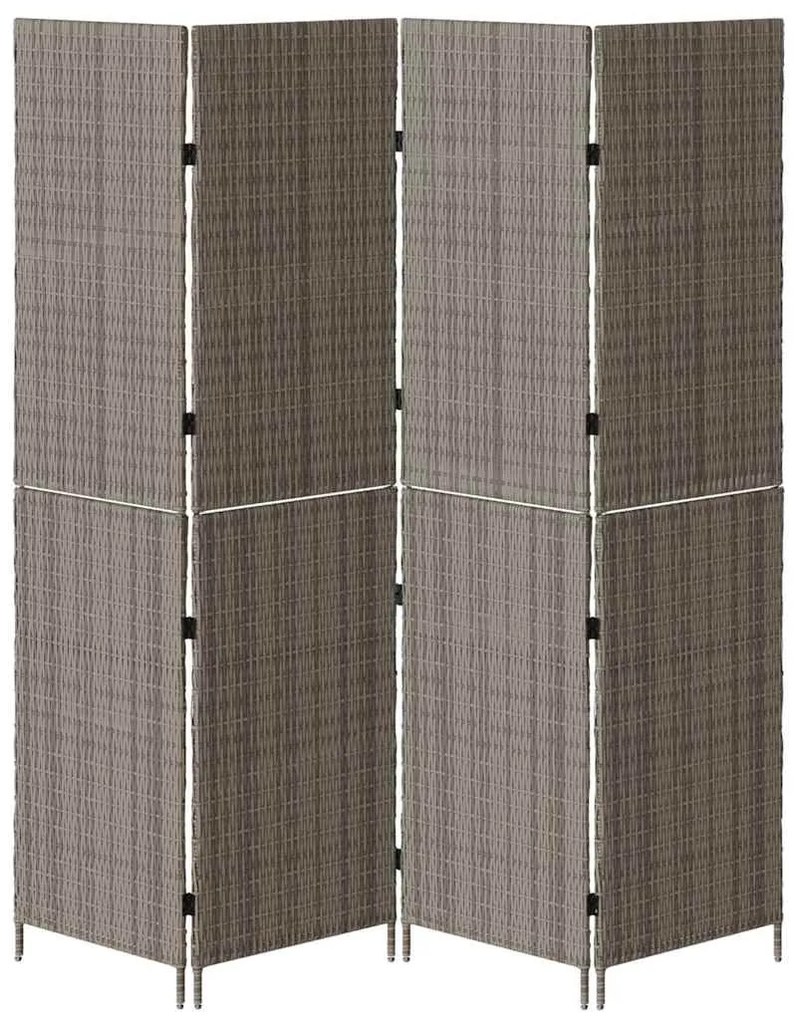 vidaXL Διαχωριστικό Δωματίου Γκρι 195 x 180 εκ. συνθετικό ρατάν