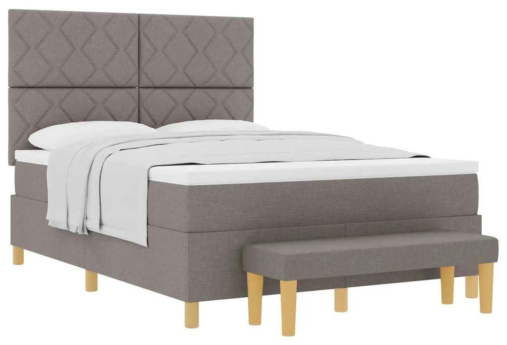 vidaXL Box Spring Bed με Στρώμα & Πάγκο Ταπέτα 160x200 εκ Ύφασμα