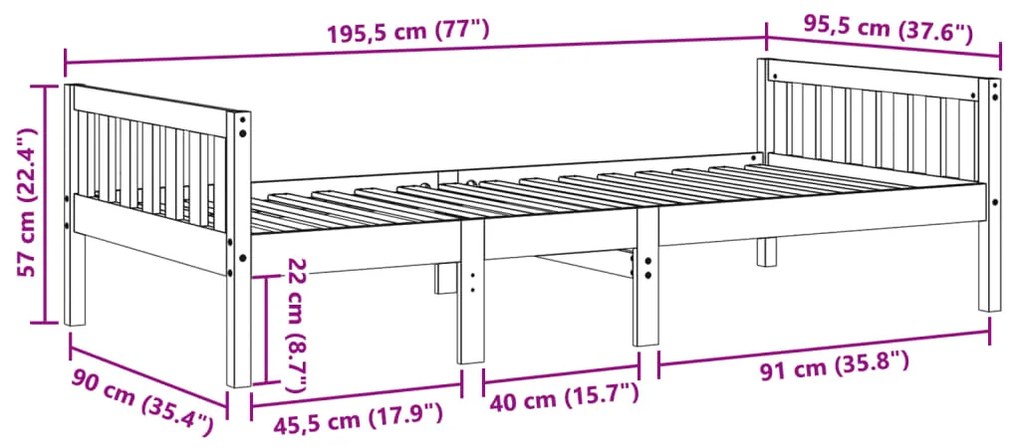 Κρεβάτι Παιδικό Χωρίς Στρώμα Λευκό 90x190 εκ. Μασίφ Ξύλο Πεύκου - Λευκό