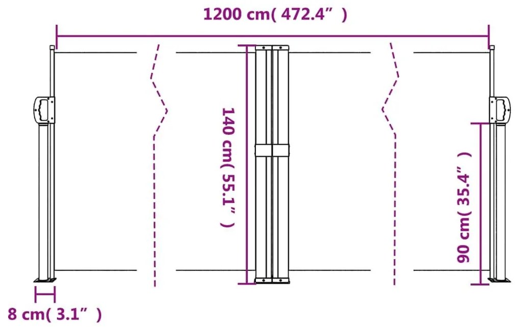 Σκίαστρο Πλαϊνό Συρόμενο Μπλε 140 x 1200 εκ. - Μπλε