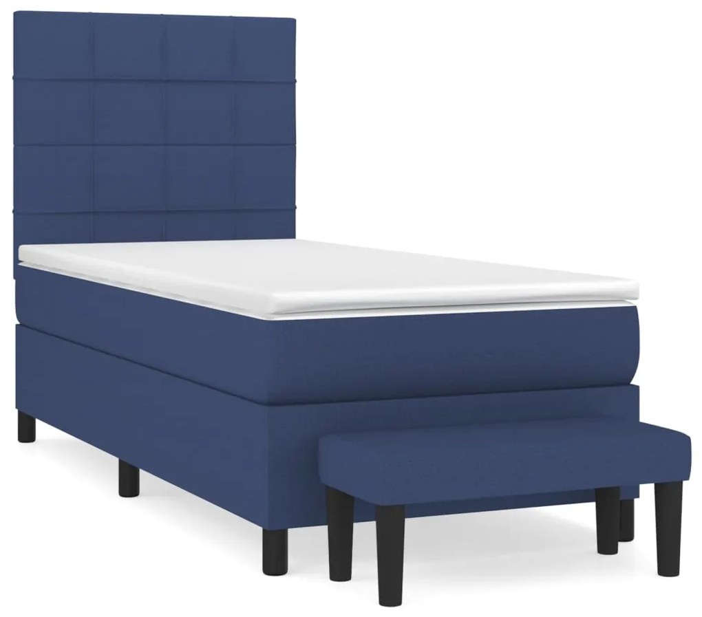 vidaXL Κρεβάτι Boxspring με Στρώμα Μπλε 80x200 εκ. Υφασμάτινο