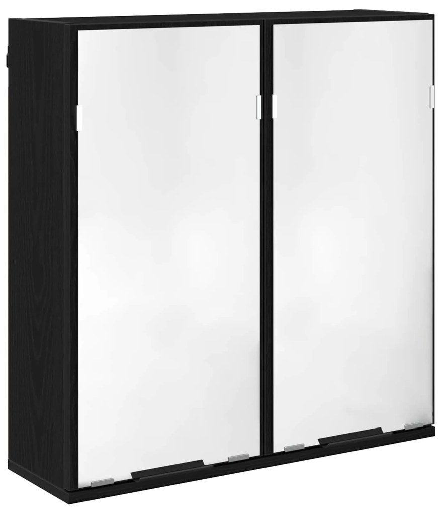 vidaXL Σετ Επίπλων Μπάνιου με ράφι 4 pcs Μαύρη Οξυά Επεξεργασμένο ξύλο