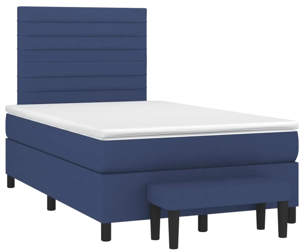 vidaXL Κρεβάτι Boxspring με Στρώμα Μπλε 120x190 εκ. Υφασμάτινο