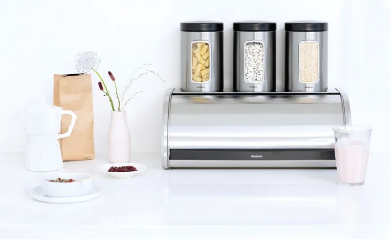 Κουτί ψωμιού Brabantia Roll Top 646890, 16 l, 44,5x26 cm, Ελαφριά και ανθεκτική κατασκευή, Inox/Matte