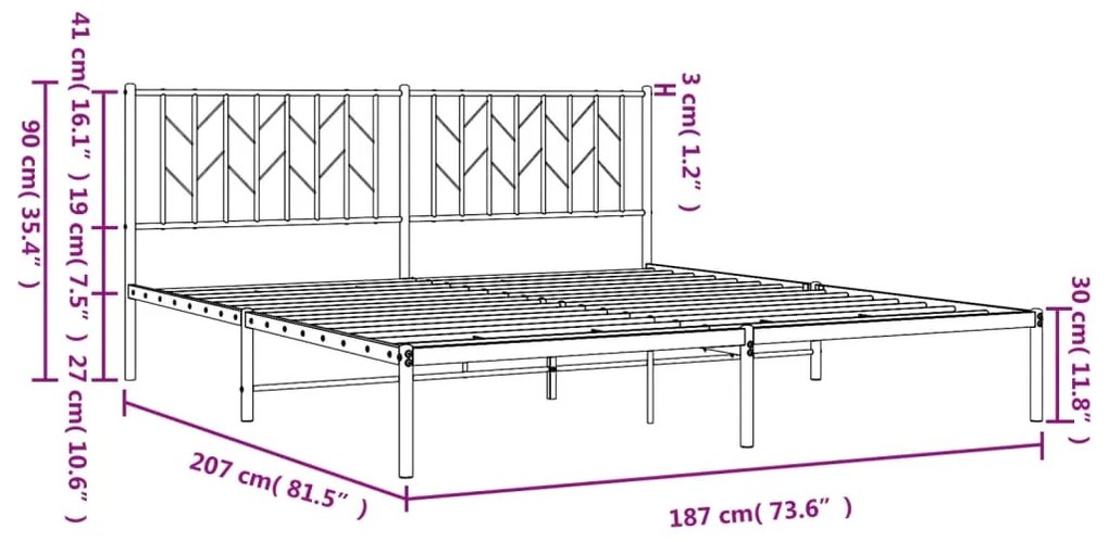 Πλαίσιο Κρεβατιού με Κεφαλάρι Λευκό 180x200 εκ. Μεταλλικό