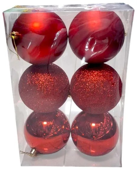 Σετ Χριστουγεννιάτικες μπάλες - 8cm - 6pcs - 326031 - Red-326031_RED