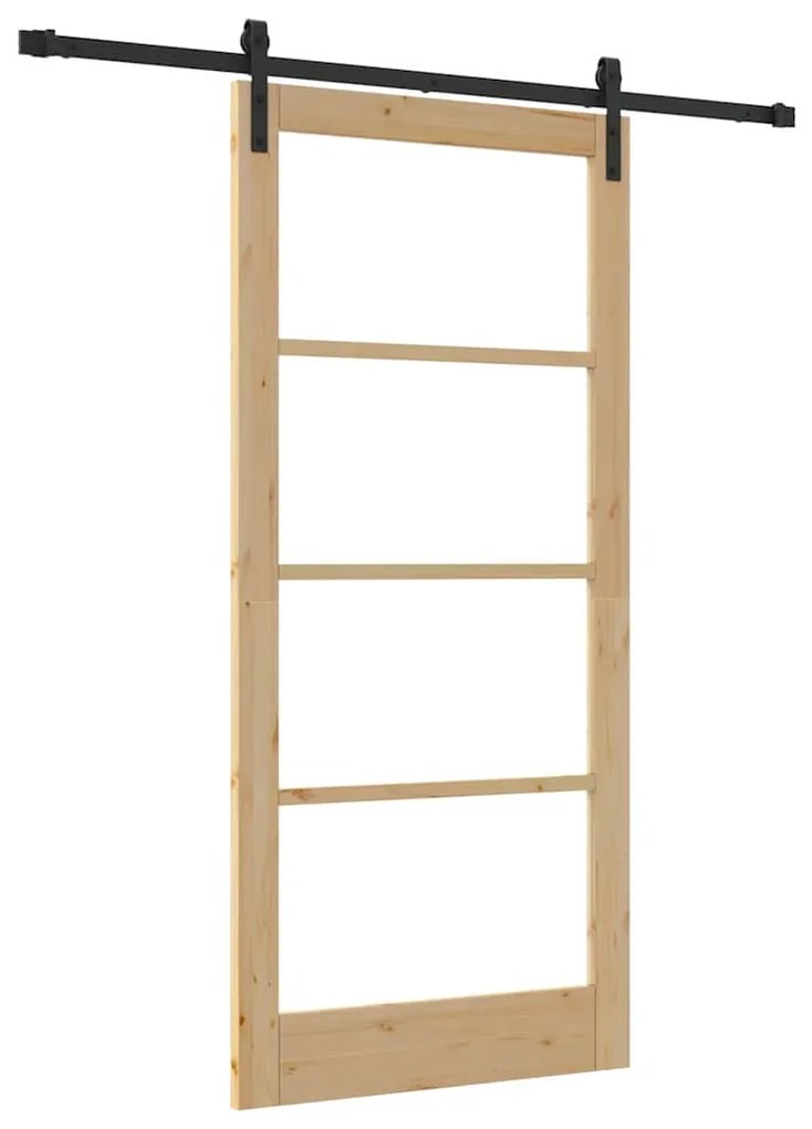 vidaXL Συρόμενη Πόρτα ORKDAL Καφέ 93 x 202 cm Μασίφ ξύλο πεύκου