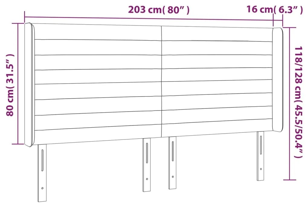 vidaXL Κεφαλάρι Κρεβατιού LED Μπλε 203x16x118/128 εκ. Υφασμάτινο