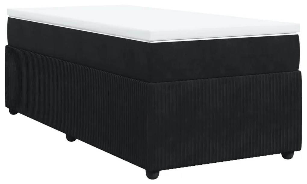 vidaXL Κρεβάτι Boxspring με Στρώμα Μαύρο 80 x 200 εκ. Βελούδινο