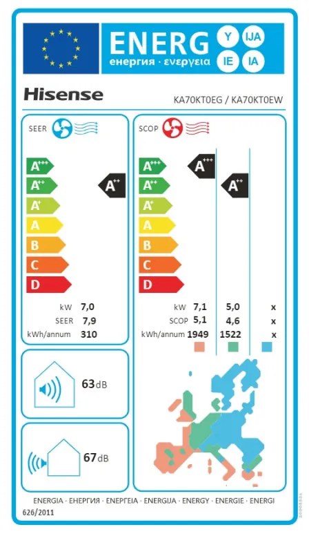 Κλιματιστικό Inverter Hisense Energy SE KA70KT0E, 24000 BTU, A++/A++, Έως 38 m2, Αυτοδιάγνωση, Αθόρυβη λειτουργία, Λευκό