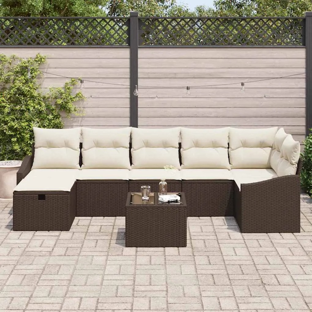 vidaXL Σετ Καναπέ Κήπου 8 pcs Καφέ 55 x 62 x 69 εκ Πολυ ράταν