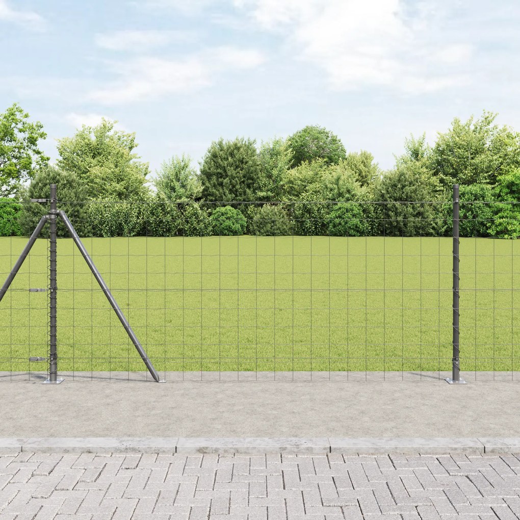 vidaXL Euro Fence της Σετ 2 Γκρι Σκυρόδεμα, Μεταλλικοί στύλοι 25 x 1 μ