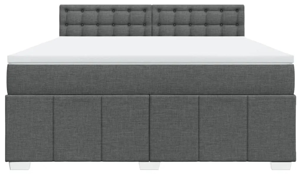 Κρεβάτι Boxspring με Στρώμα Σκούρο Γκρι 180x200 εκ Υφασμάτιν - Γκρι