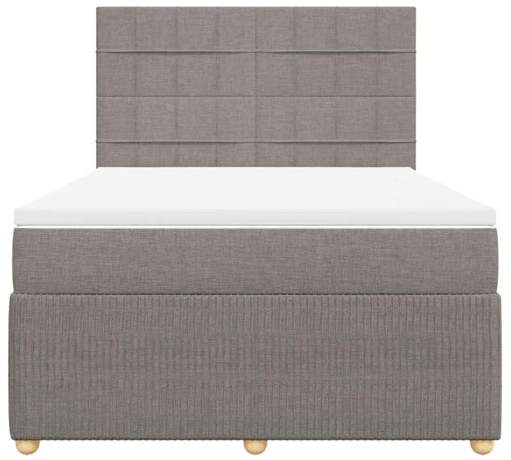 vidaXL Κρεβάτι Boxspring με Στρώμα Taupe 140x190 εκ. Υφασμάτινο