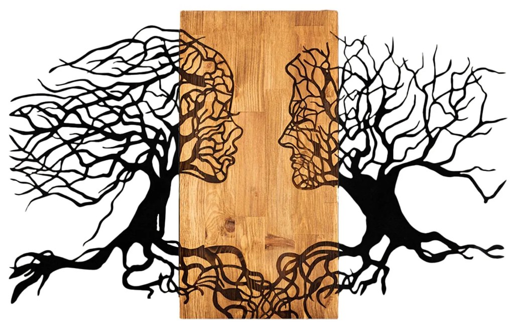 Διακοσμητικό Τοίχου ILLUSION C4803 Φύλλα Μετάλλου Μαύρα - Ξύλο 92x3(βάθος)x58Υεκ. 92x3x58 εκ.